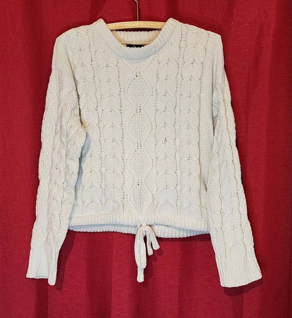 Women's Sweater Cable Knit Long Sleeve Off White Size Medium